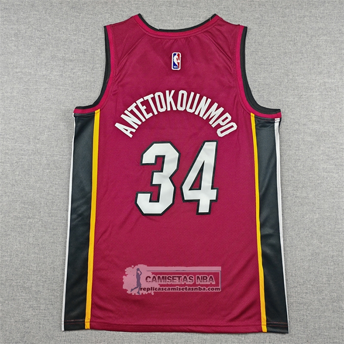 Camiseta Miami Heat Giannis Antetokounmpo NO 34 Statement Rojo